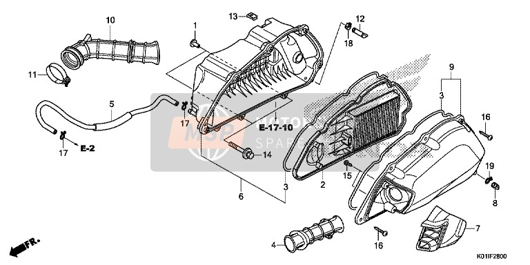 Honda SH125A 2014 Air Cleaner for a 2014 Honda SH125A